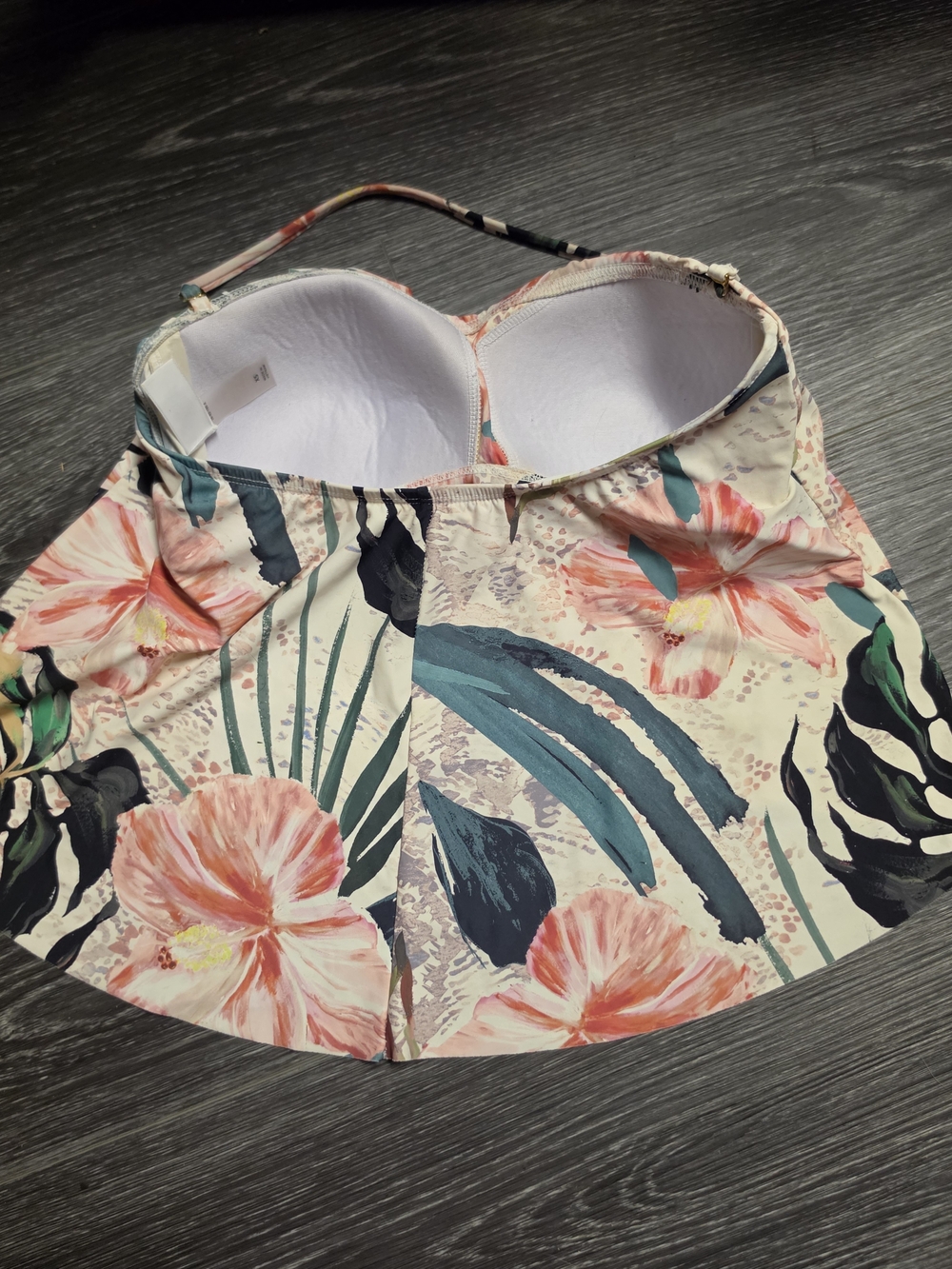 Tropical Floral Swim Camisole in White, Pink & Green - Picture 2 of 2